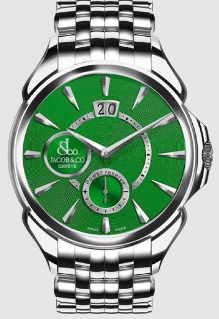 Jacob & Co. PALATIAL CLASSIC MANUAL BIG DATE - STEEL (GREEN GUILLOCHE DIAL) BRACELET Watch Replica PC400.10.NS.AE.A10AA Jacob and Co Watch Price